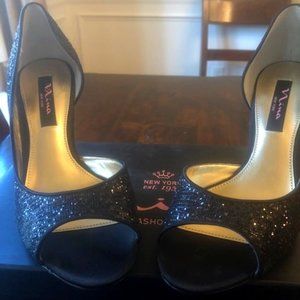 Black sequin sparkle dress pumps